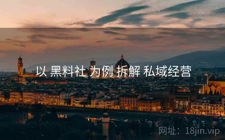 以 黑料社 为例 拆解 私域经营